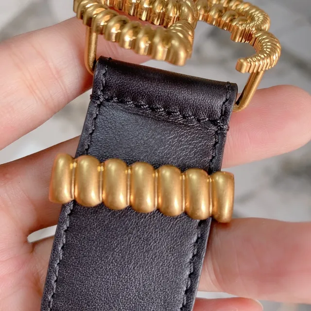 Gucci GG Marmont Coiled Gold Double-G Black Leather Belt 8
