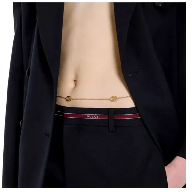 Gucci GG Marmont Gold White Chain Interlocking Motifs Bracelet 2
