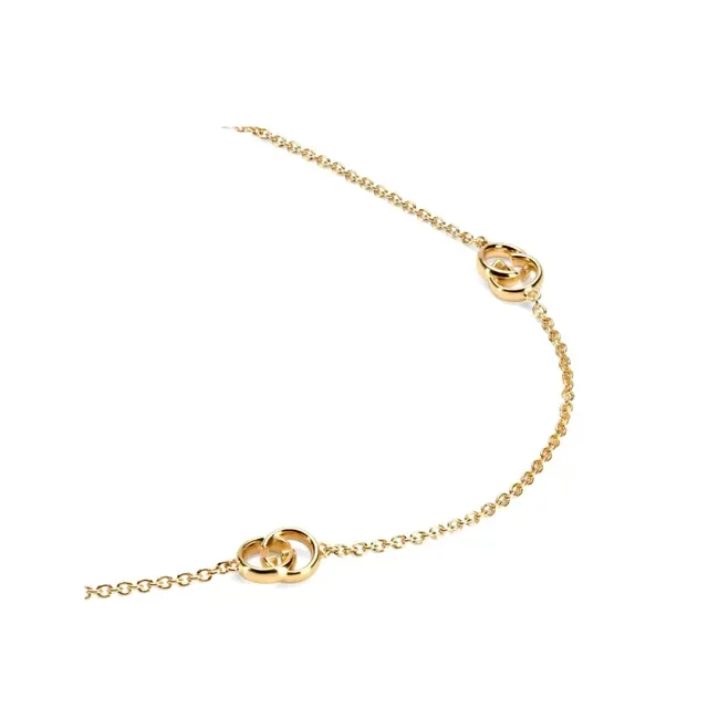 Gucci GG Marmont Gold White Chain Interlocking Motifs Bracelet 8