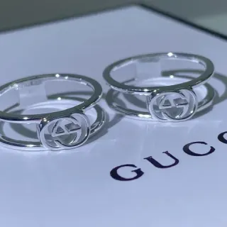 Gucci GG Marmont Interlocking G ডাবল-ব্যান্ড সিলভার আঙটি