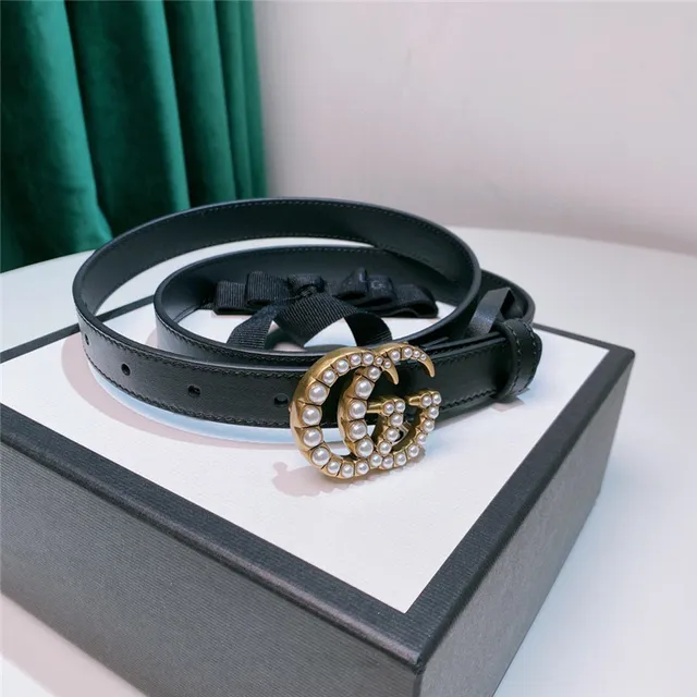 Gucci GG Marmont Cinto de couro bege com pérolas 4