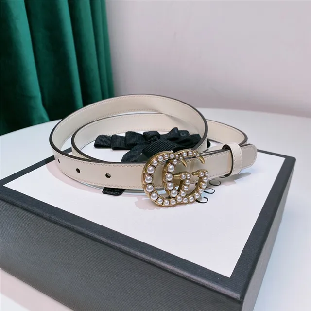 Gucci GG Marmont Cinto de couro bege com pérolas 8