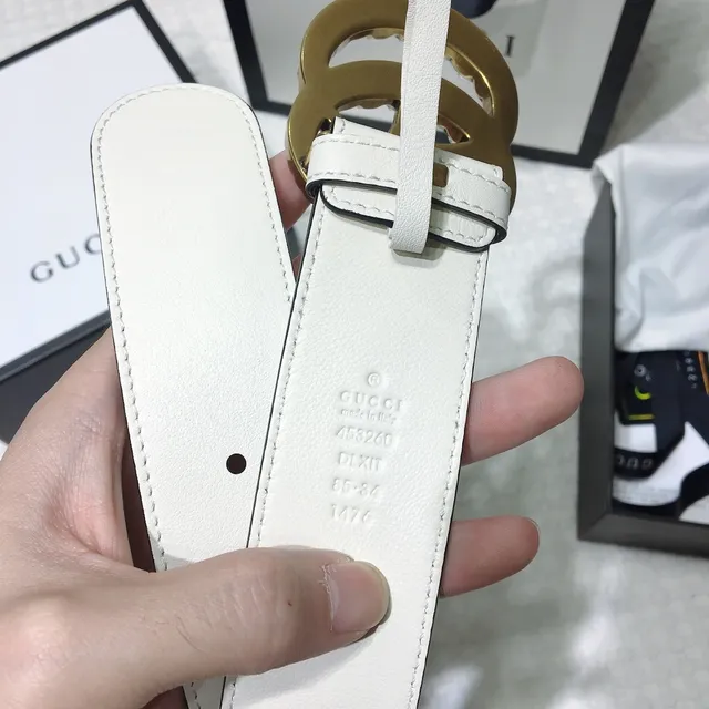Gucci GG Marmont Cinto de couro off-white com pérolas 8