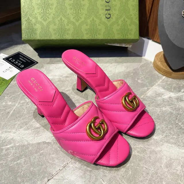 Gucci GG Marmont matelassé rose cuir entrelacé G boucle escarpins 4