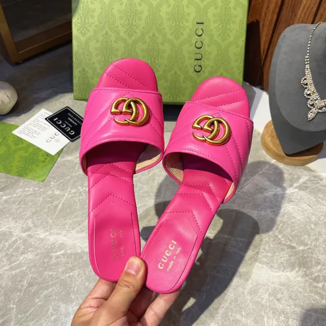 Gucci GG Marmont matelassé rose cuir entrelacé G boucle escarpins 5