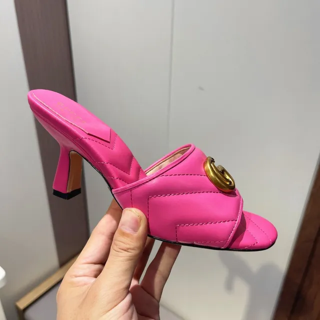 Gucci GG Marmont matelassé rose cuir entrelacé G boucle escarpins 7