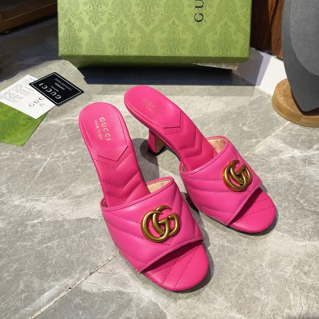 Gucci GG Marmont matelassé rose cuir entrelacé G boucle escarpins 8