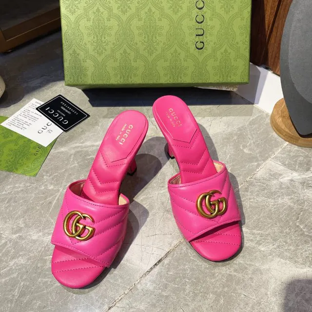 Gucci GG Marmont matelassé rose cuir entrelacé G boucle escarpins 9