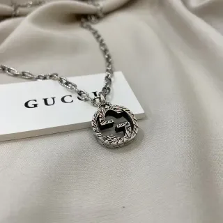 Gucci GG Marmont Argent Noir Métal Interlocking G Logo Collier