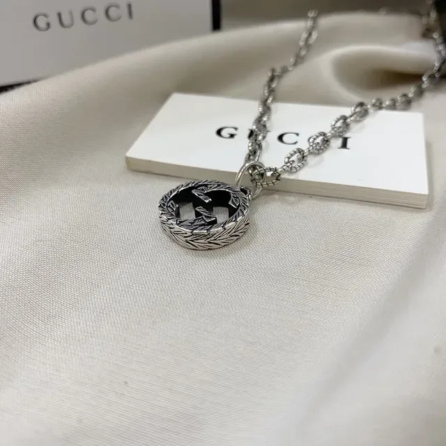 Gucci GG Marmont Argent Noir Métal Interlocking G Logo Collier 4