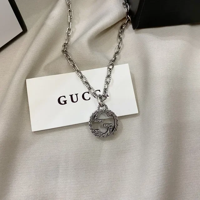 Gucci GG Marmont Argent Noir Métal Interlocking G Logo Collier 5