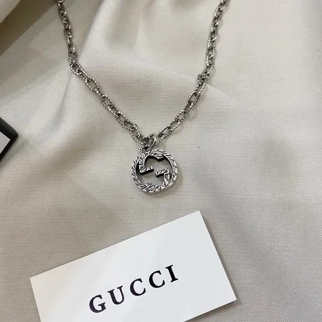 Gucci GG Marmont Argent Noir Métal Interlocking G Logo Collier 6