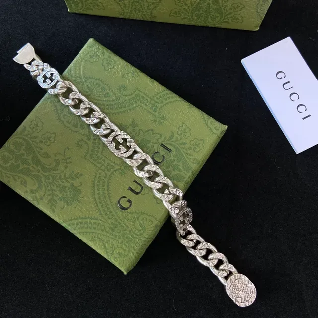 Gucci GG Marmont Silver Curb-Link Chain Interlocking G Motif Necklace 2
