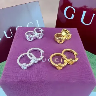 Gucci GG Marmont Aretes de aro con bisagras plateados y dorados con logo G interlock