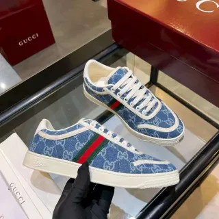 Gucci GG Monogram 牛仔 Web Stripe 生活方式运动鞋