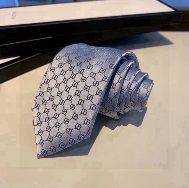 Gucci GG Monogram Light Blue Silk Necktie 9