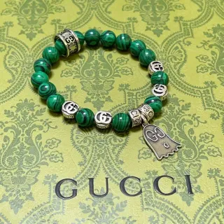 Gucci Ghost Pulsera Malacita Charm Interlocking G Stretch