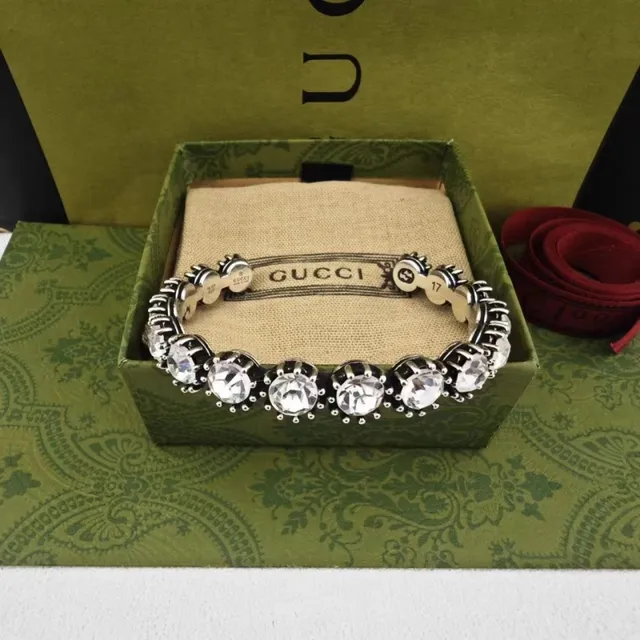 Gucci सुनहरा बहुरंगी सख्त कंगन क्रिस्टल सज्जित कंगन 2
