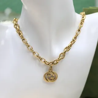 Collier Gucci Chaîne Dorée Chaîne Twisted Rope-Link Interlocking G Pendentif