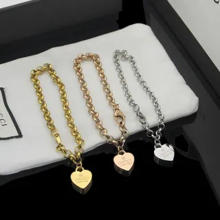 Gucci قلادة قلب سوار ذهبي فضي سلاسل