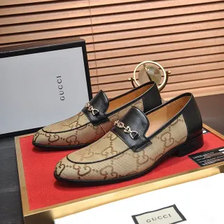 Gucci Horsebit 1955 বেইজ এবং কালো GG Monogram লোফার