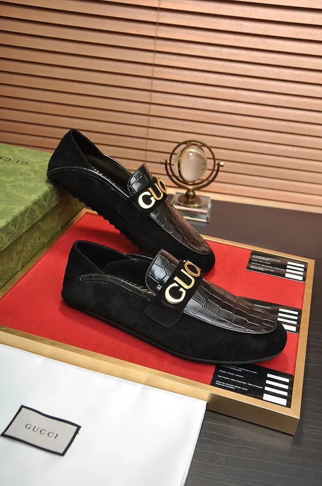 Gucci Horsebit 1955 Black Croc-Embossed Leather Loafers 5
