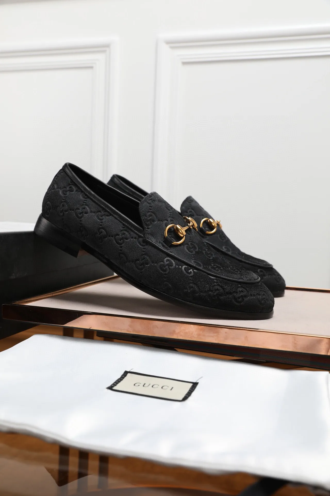 Gucci Horsebit 1955 Black GG Monogram Loafers 9