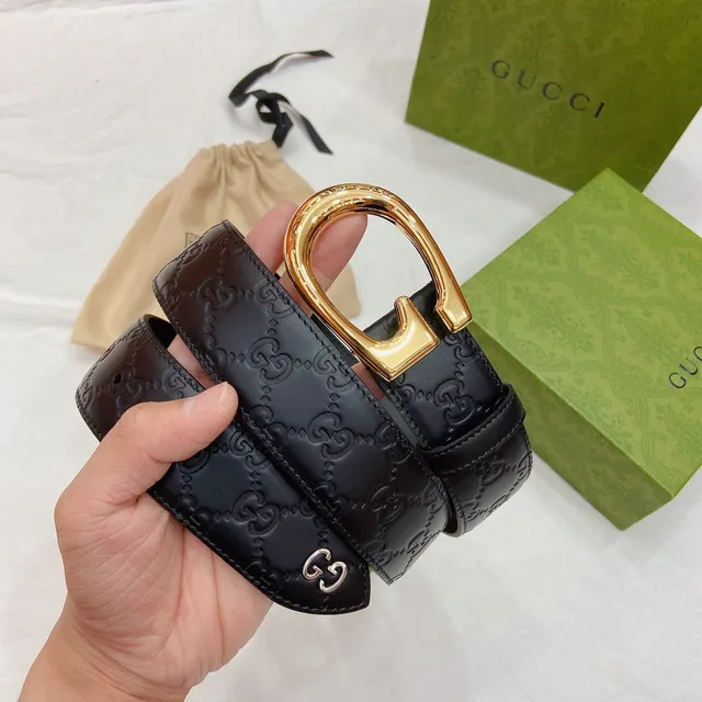 Gucci Horsebit 1955 কালো সোনালি উৎকীর্ণ GG মনোগ্রাম G-আকৃতির বকেল লেদার বেল্ট 2