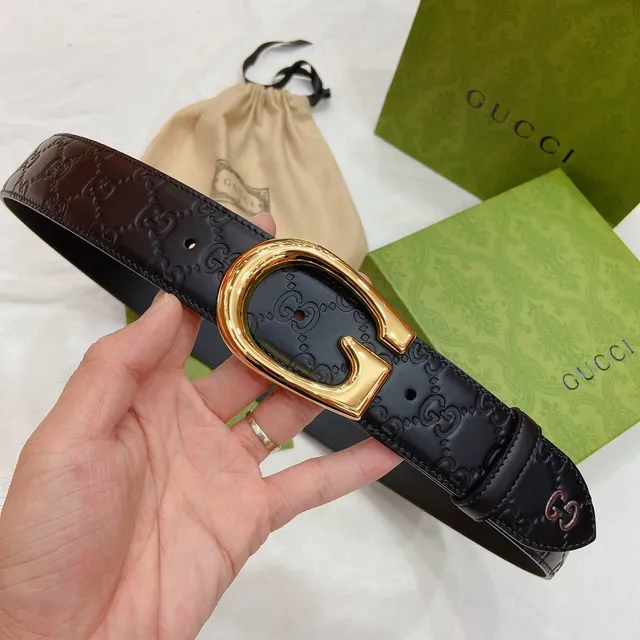 Gucci Horsebit 1955 কালো সোনালি উৎকীর্ণ GG মনোগ্রাম G-আকৃতির বকেল লেদার বেল্ট 6