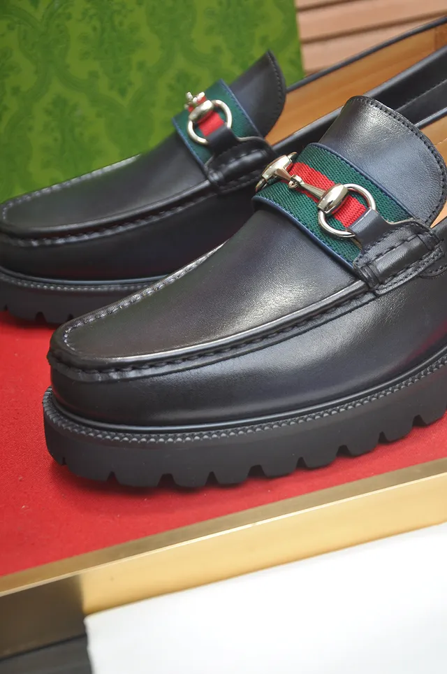 Gucci Horsebit 1955 Black Green Leather Web Stripe Accent Loafer 2