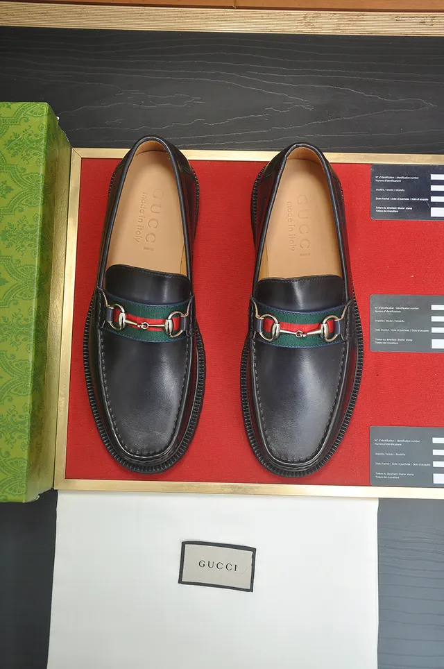 Gucci Horsebit 1955 Black Green Leather Web Stripe Accent Loafer 5