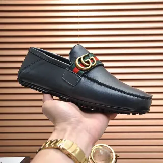 Gucci Horsebit 1955 Black Leather Web Strap Loafer