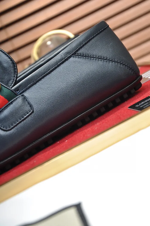 Gucci Horsebit 1955 Mocassim de Couro Preto com Tira de Tecido 2