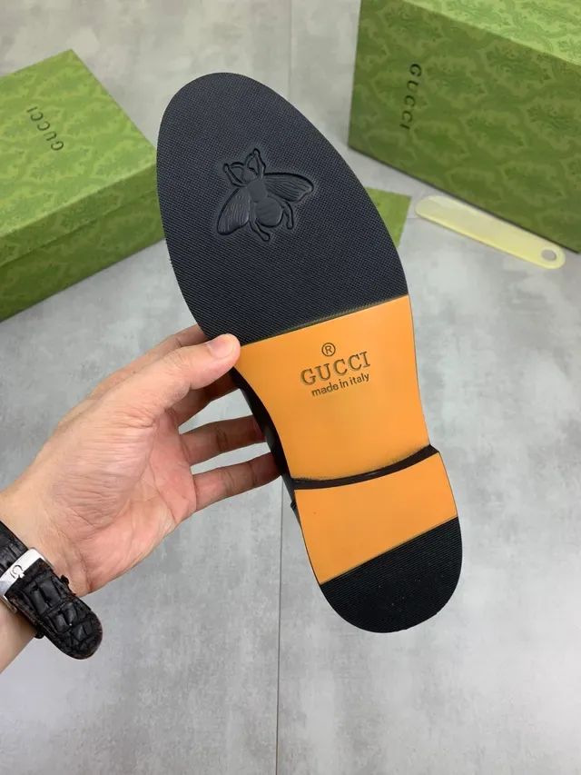 Gucci Horsebit 1955 Black Leather Web Strap Loafers 2