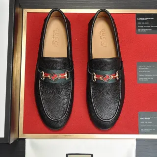 Gucci Horsebit 1955 黑色压纹皮革乐福鞋