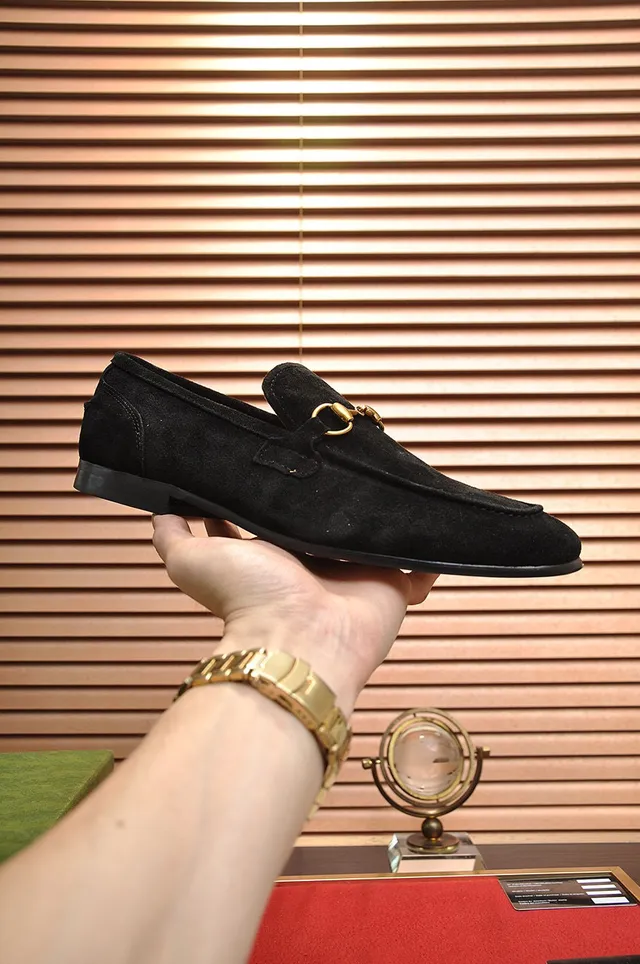 Gucci Horsebit 1955 Black Suede Loafers 7