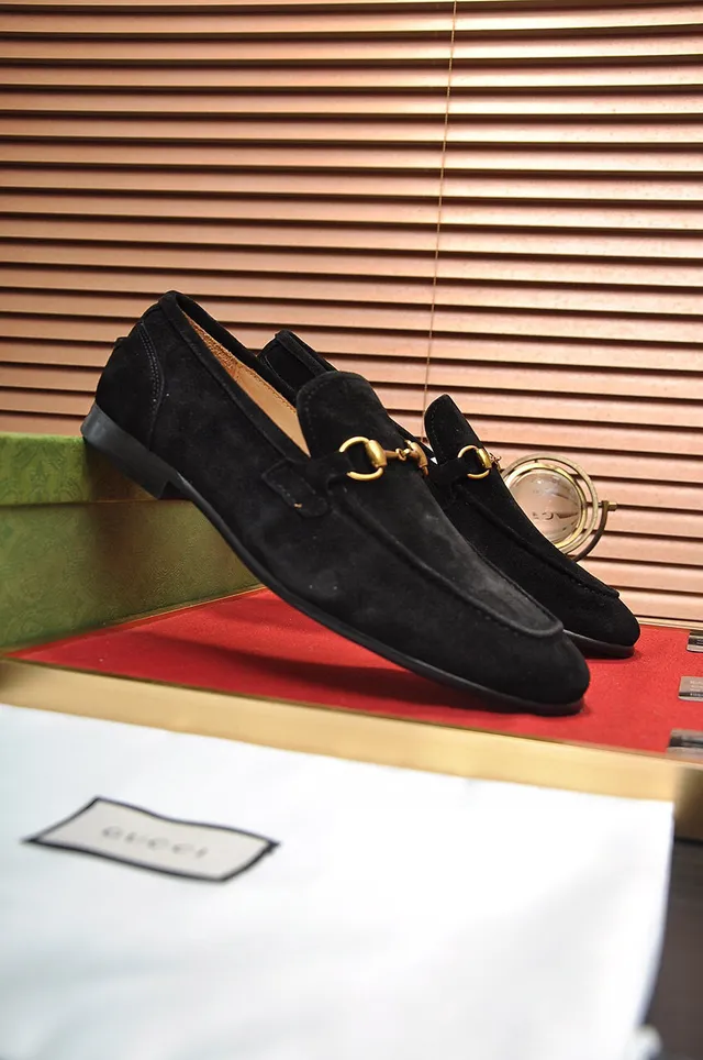 Gucci Horsebit 1955 Black Suede Loafers 9