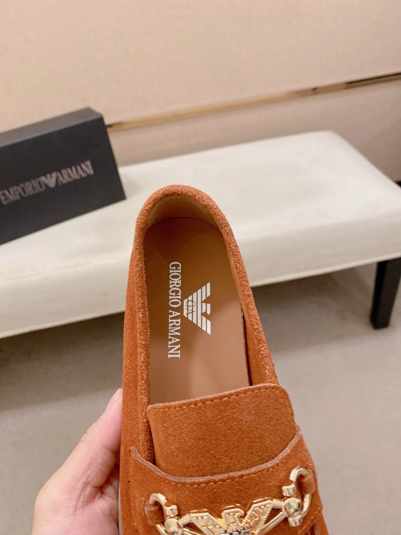 Gucci Horsebit 1955 Marrom Bege Camurça Superior Fivela Mocassim 3