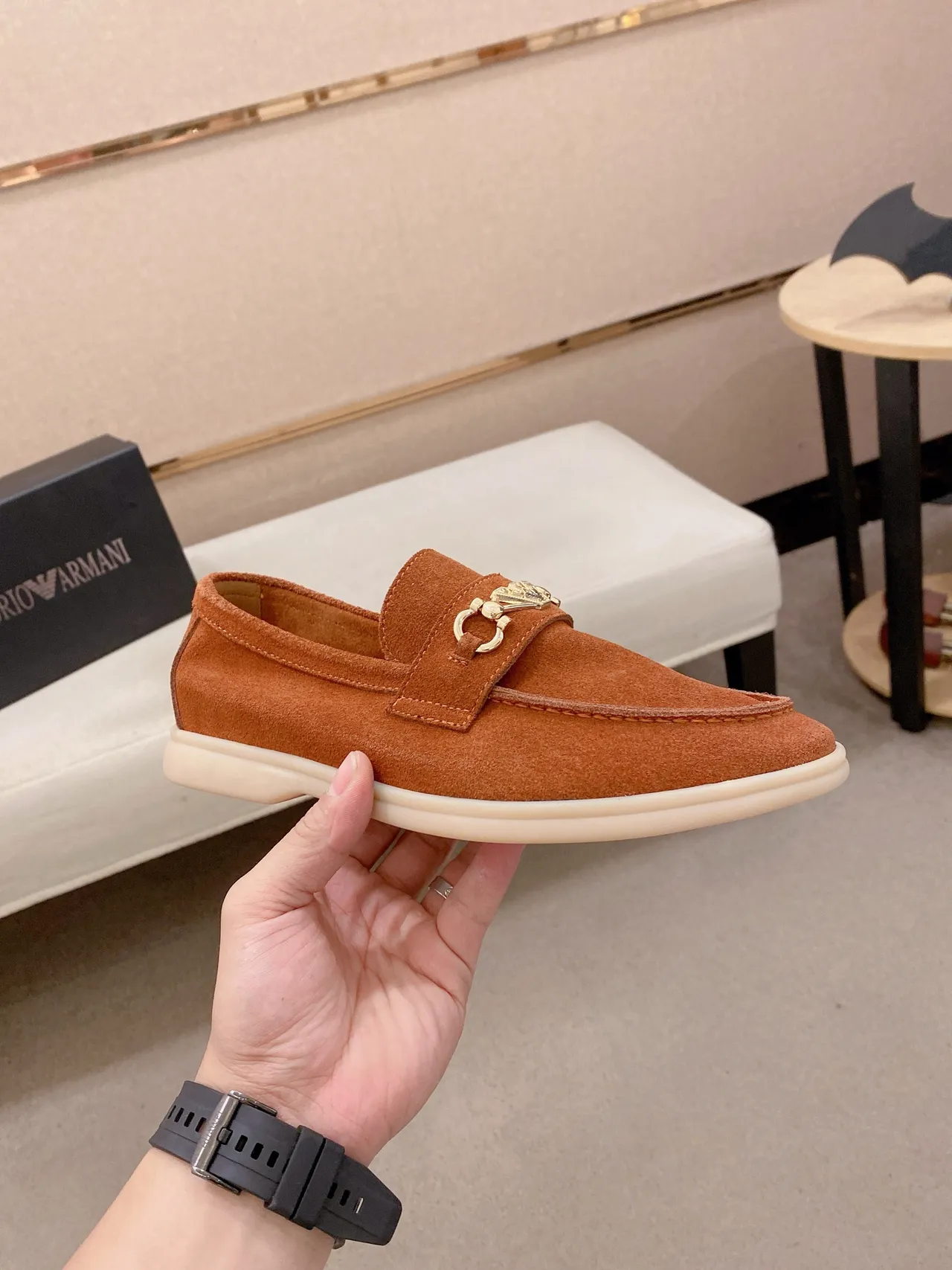 Gucci Horsebit 1955 Marrom Bege Camurça Superior Fivela Mocassim 4