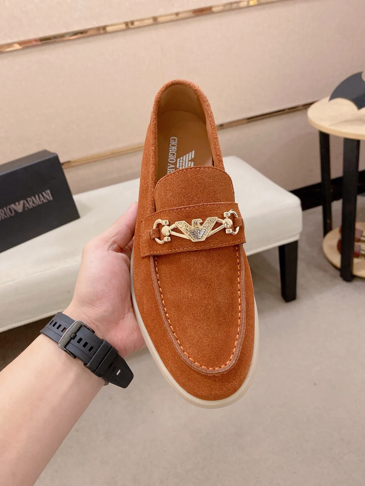 Gucci Horsebit 1955 Marrom Bege Camurça Superior Fivela Mocassim 5