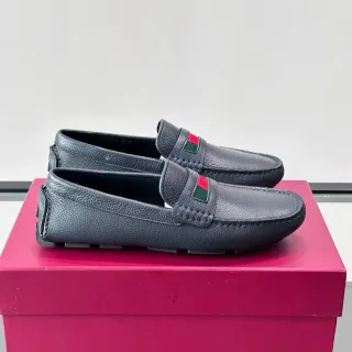 Gucci Horsebit 1955 গাঢ় ধূসর চামড়ার ওয়েব-ট্রিম্ড লুফার