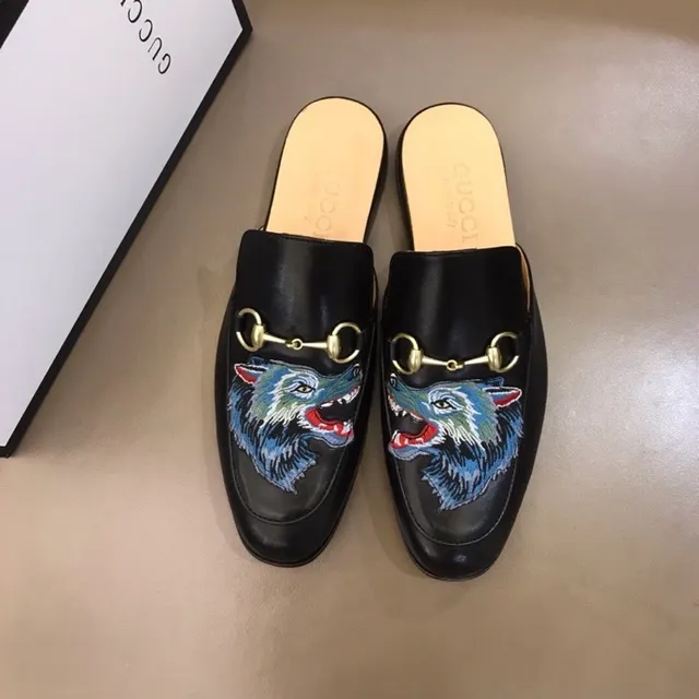 Gucci Horsebit 1955 Embroidered Wolf Black Leather Loafer 4
