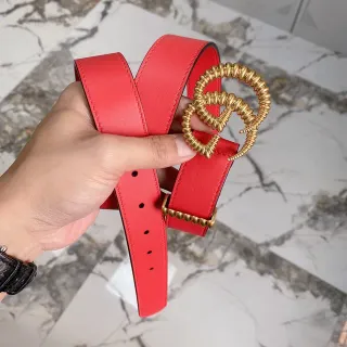গুসি ইন্টারলকিং G রসি বাকেল লাল চামড়ার বেল্ট