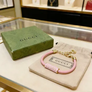 Gucci Logo Tube Pulsera Esmalte Rosa