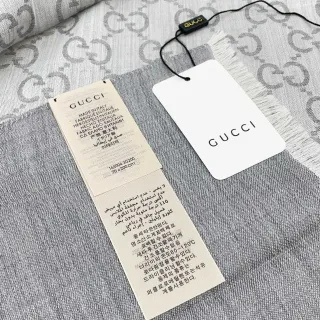 Gucci Monogram-Printed Gray Silk Scarf