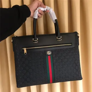 Gucci Ophidia काला GG Monogram Web Stripe टोट बैग