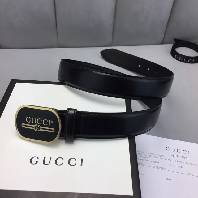 Gucci Ophidia حزام جلد नاعم مع مشبك بيضاوي أسود وذهبي 2