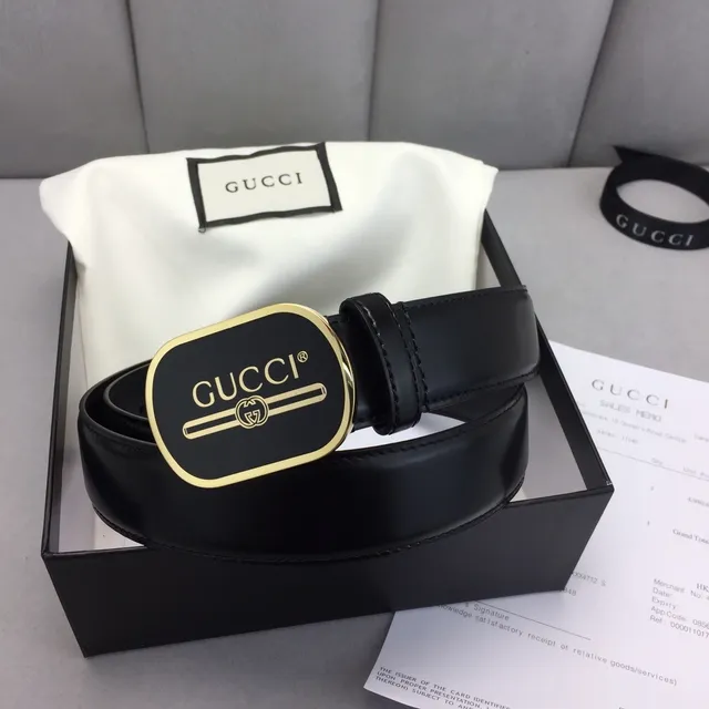 Gucci Ophidia حزام جلد नاعم مع مشبك بيضاوي أسود وذهبي 5