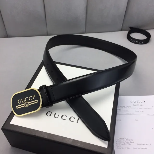 Gucci Ophidia حزام جلد नاعم مع مشبك بيضاوي أسود وذهبي 6