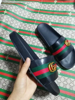 Gucci Ophidia Black Web Stripe Slide Slippers 8